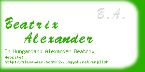 beatrix alexander business card